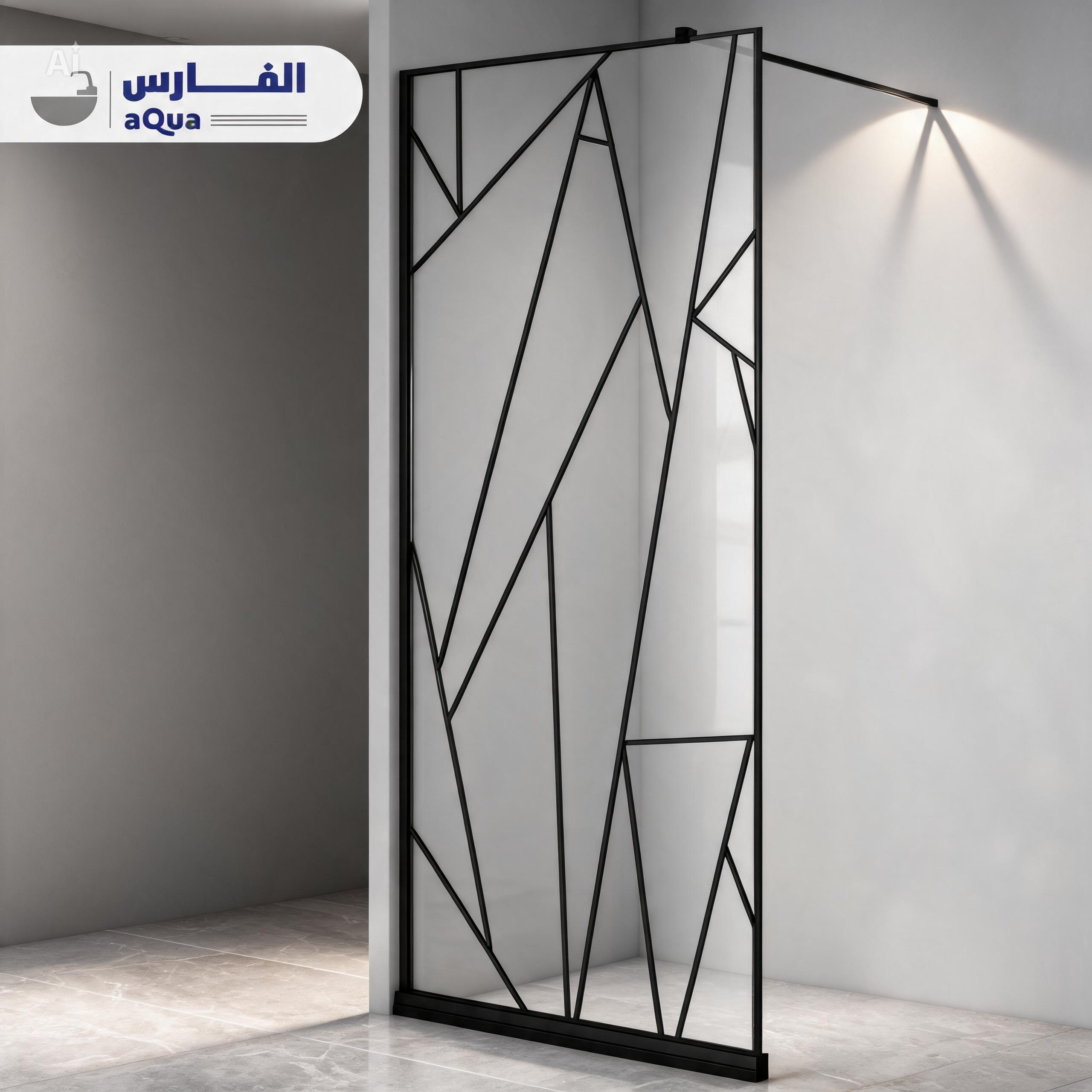 حاجز شاور زجاج سيكوريت 6 مم – ارتفاع 190 سم، مقاسات متعددة